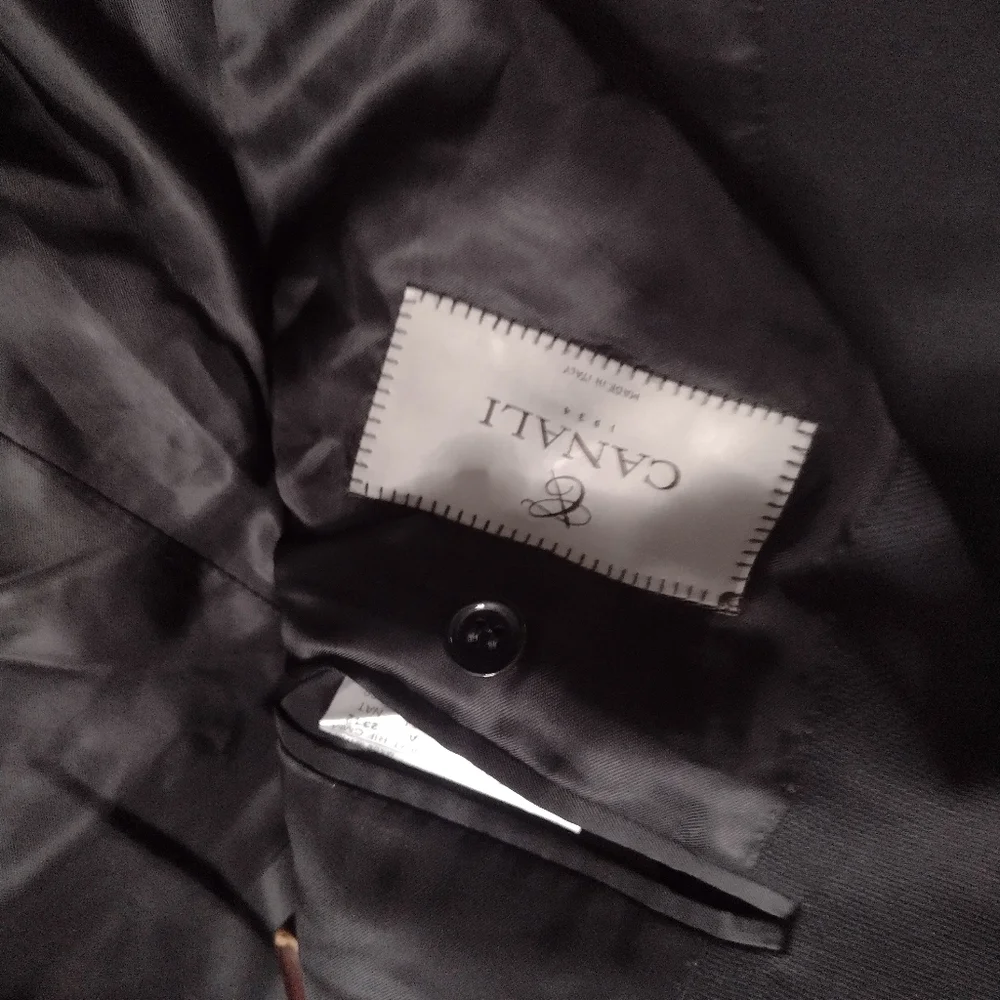 Canali Mens  Wool Sports Coat Suit Blazer  Black Italy Work B3